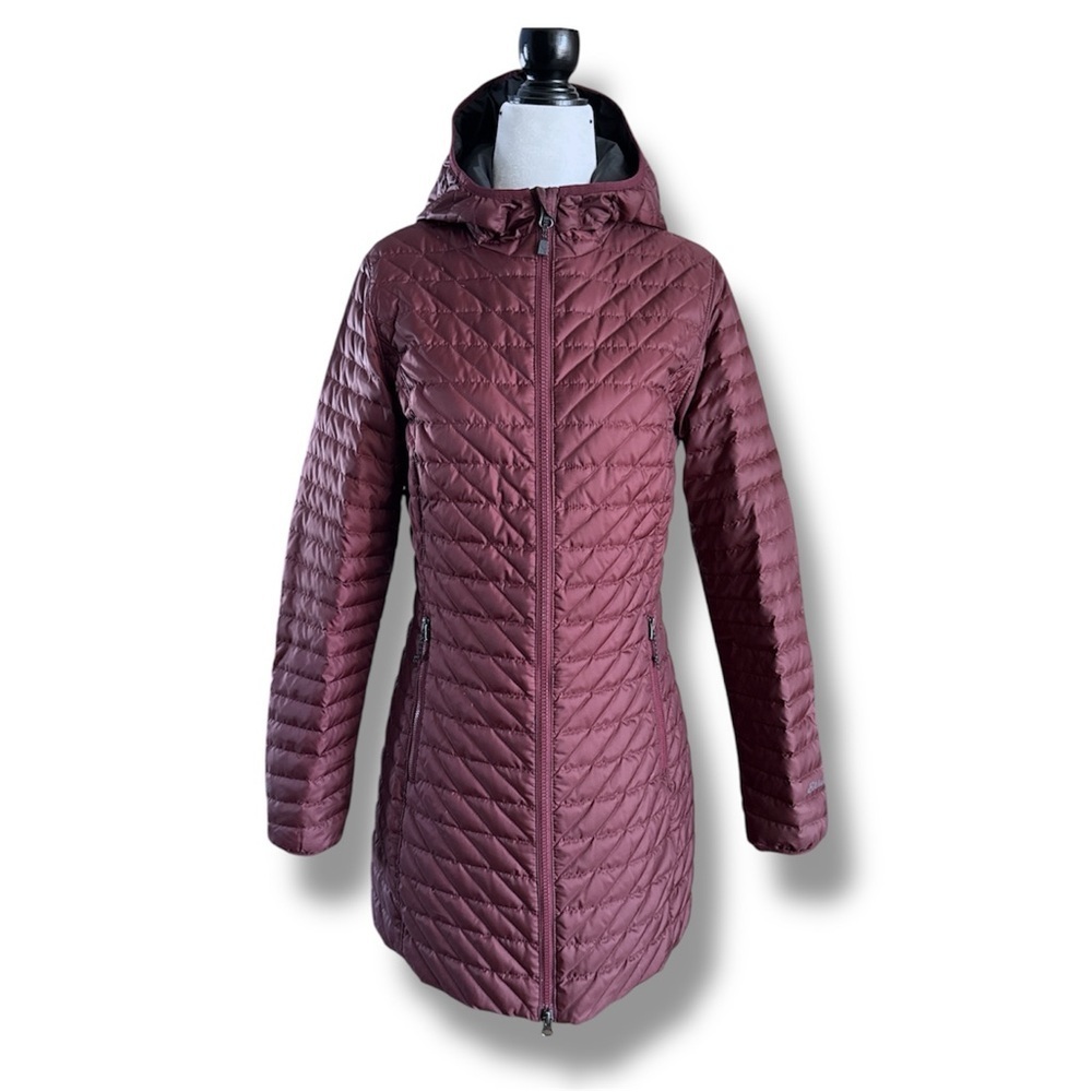 Eddie Bauer Down Puffer Coat Parka Maroon Burgundy Size XS